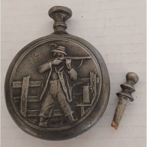 German Munich Vintage Metal Snuff Bottle Kunst und Bier Gibt's Allhier RARE - Picture 3 of 9